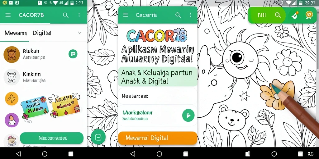 Antarmuka aplikasi CACOR78 dengan fungsi mewarnai yang interaktif.