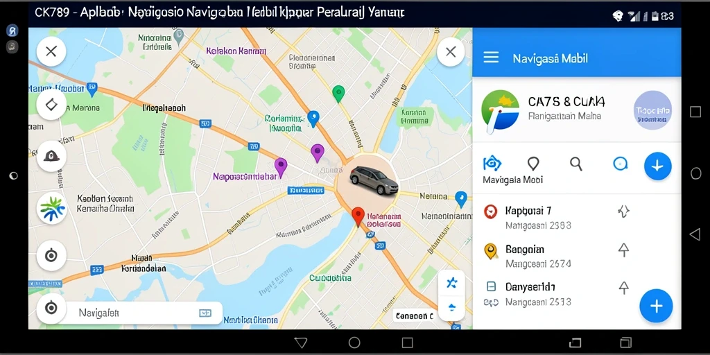 Antarmuka CK789 yang sederhana dan informatif untuk navigasi mobil.