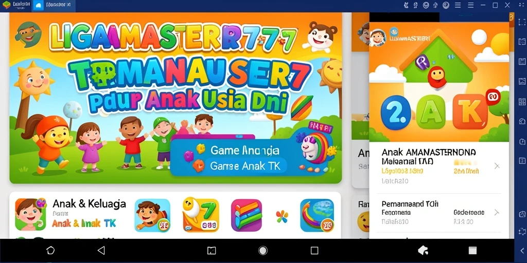 Antarmuka menarik dengan permainan edukatif untuk anak-anak.