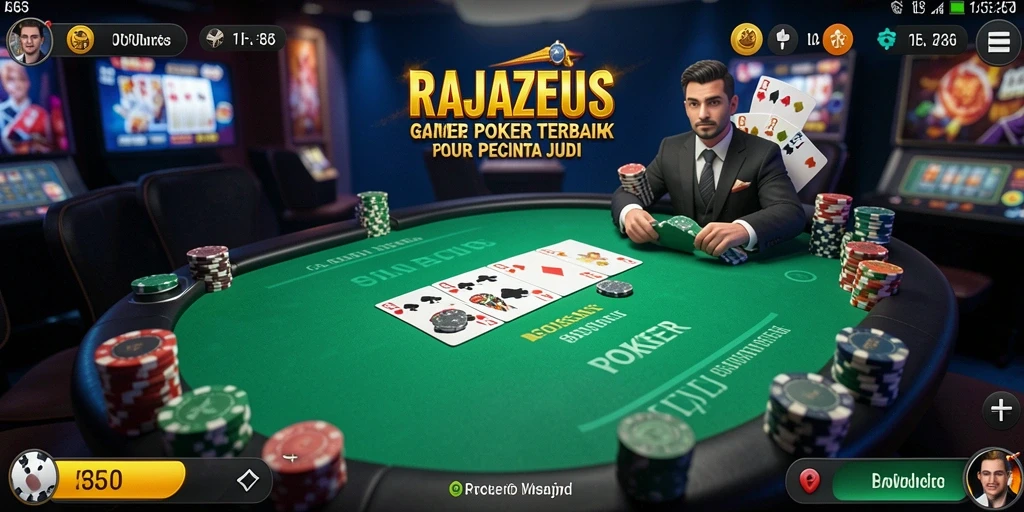 Tampilan antarmuka game Poker RAJAZEUS yang menarik dan interaktif.
