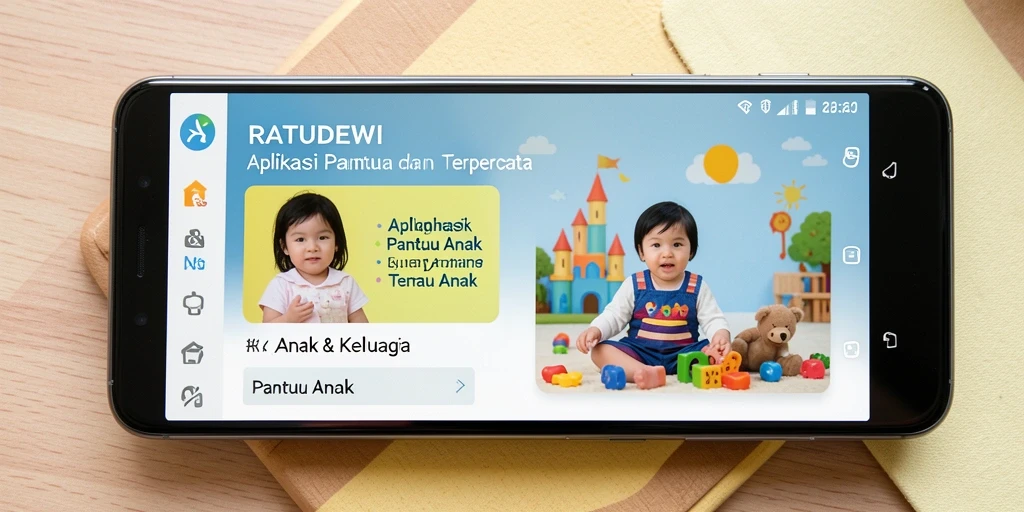Antarmuka aplikasi RATUDEWI yang intuitif untuk memantau anak.